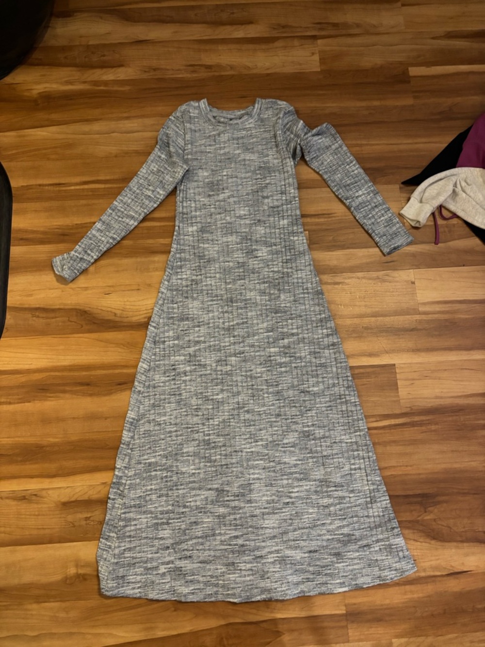 Old Navy Blue Heathered Gray Long Sleeve Maxi Dress